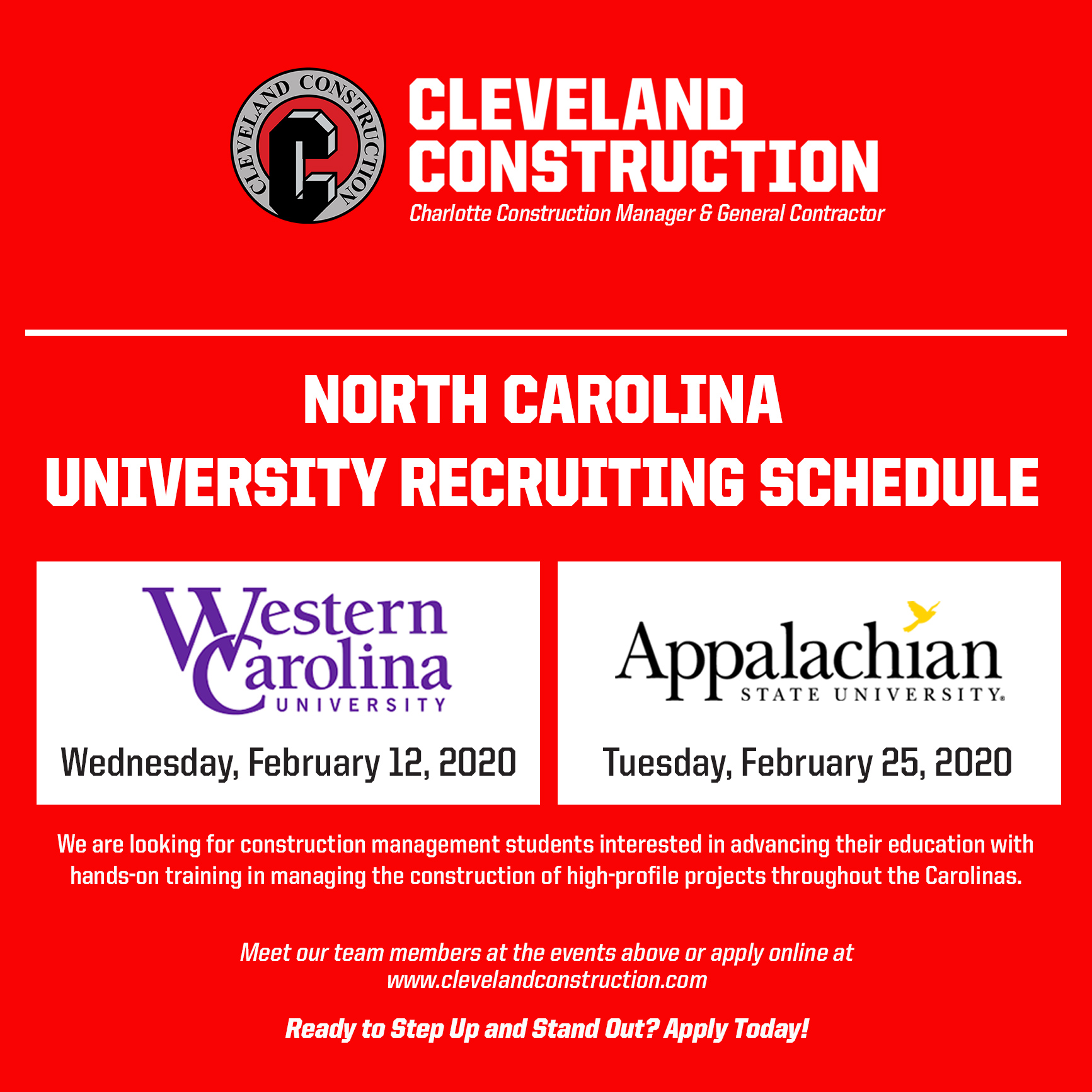 University Recruiting Events in North Carolina - Spring 2020